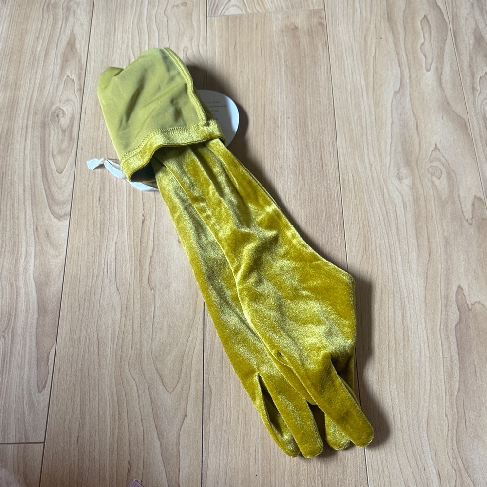 Yellow Velvet Opera Gloves for Women